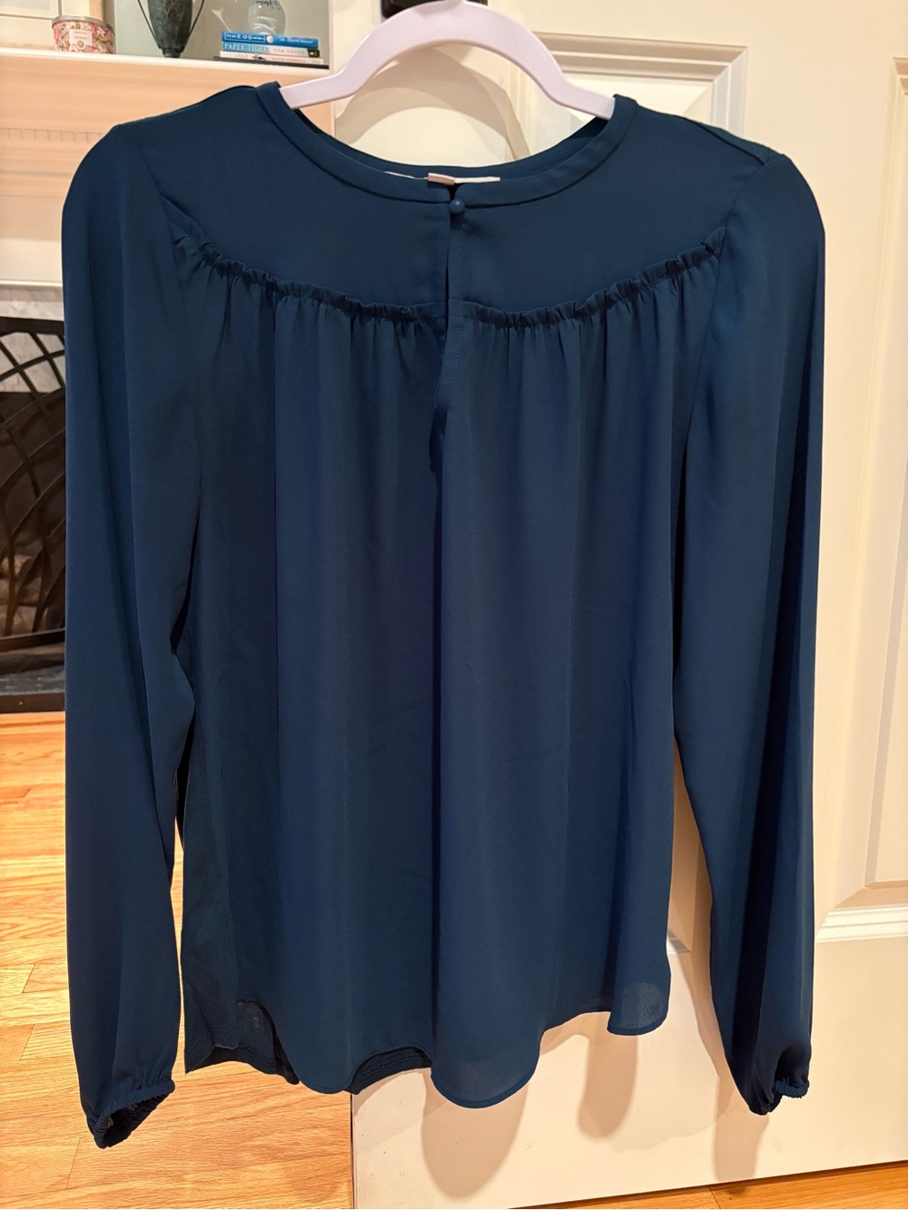 LOFT Dark Teal Long-Sleeve Blouse